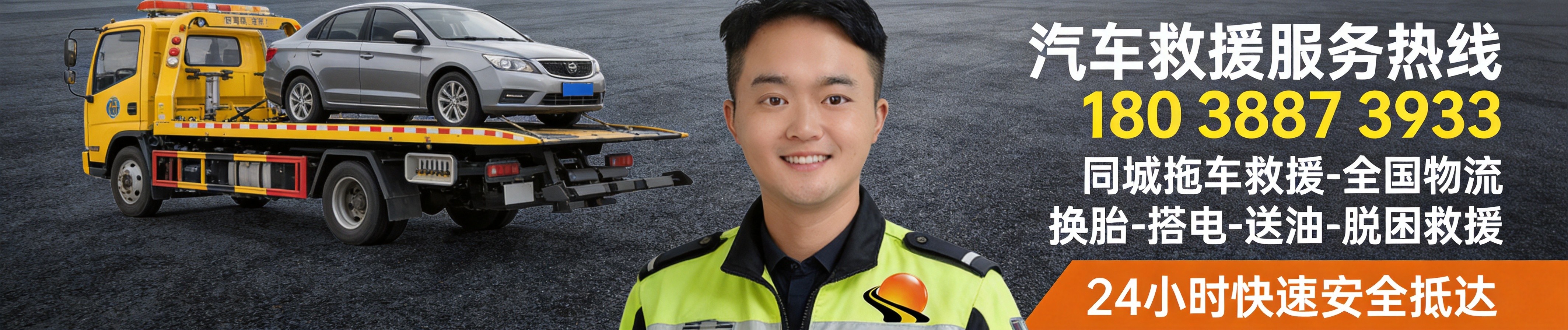 深圳拖车救援现场，平板拖车正在装载故障车辆